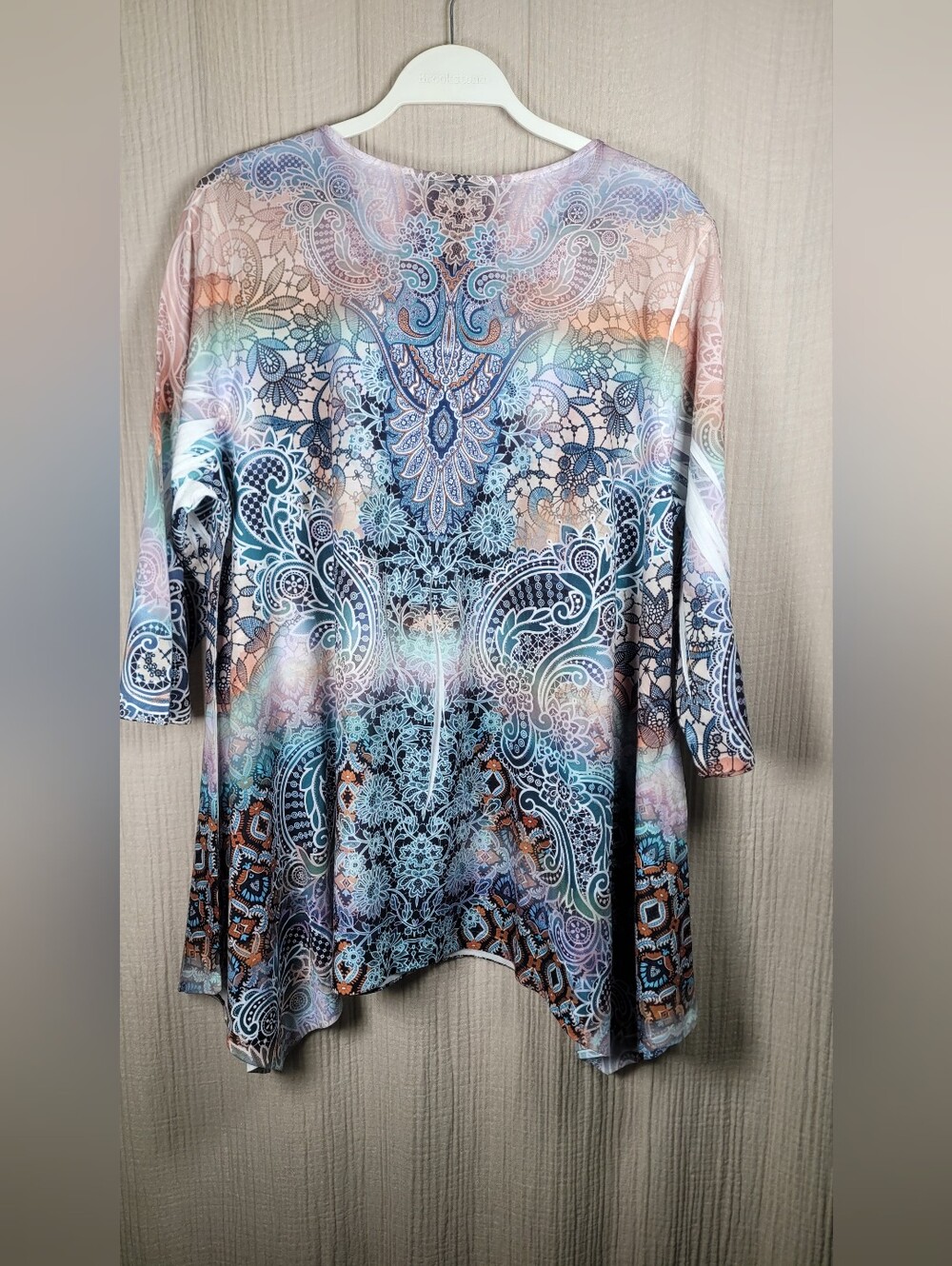 One World Live And Let Live Women's Pastel Paisley Scoop Neck Tunic Boho Y2K - Picture 12 of 16